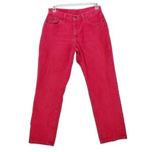 Vtg Lee Riders Jeans Womens 13 Petite 32x28 Red Denim Hi Rise Straight USA 90s